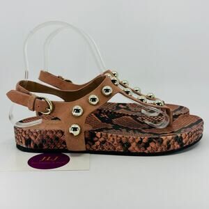 Marc Fisher Women's Indie Snakeskin Print Studded Toe Post Sandals Size 6.5